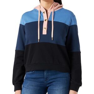 Moschino Blue and Pink Block Hoodie
